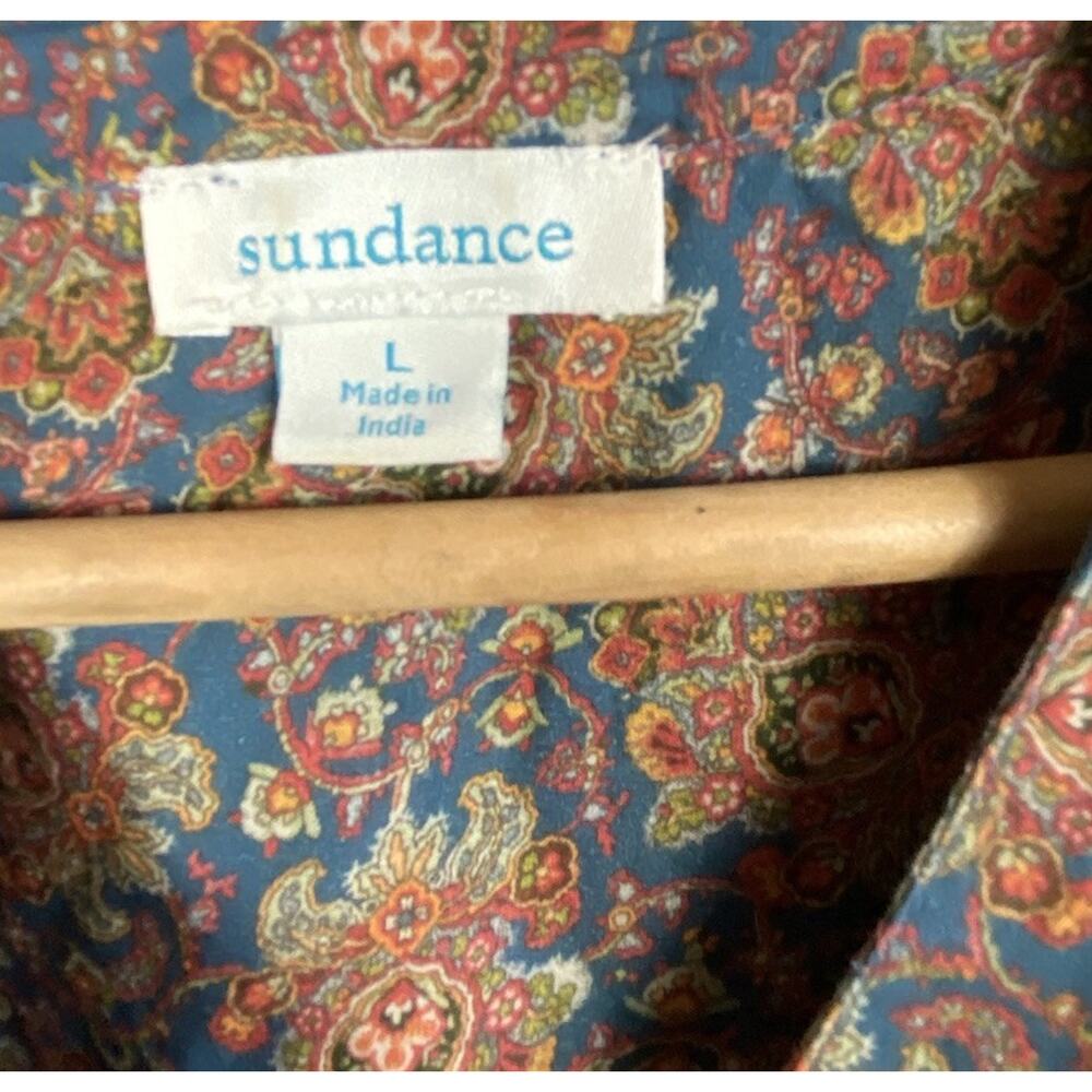 Sundance Ruffled Blouse Women’s V Neck 3/4 Length Sleeves Smocked Cuff Large - Picture 3 of 9